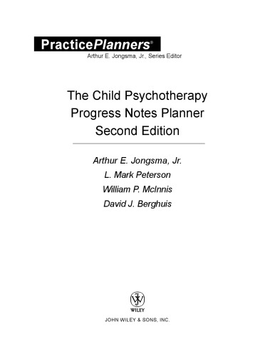 The Child Psychotherapy Progress Notes Planner