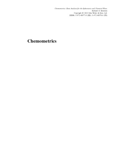 Chemometrics Data Analysis for the Laboratory and Chemical Plant