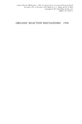 Organic Reaction Mechanisms, 1998
