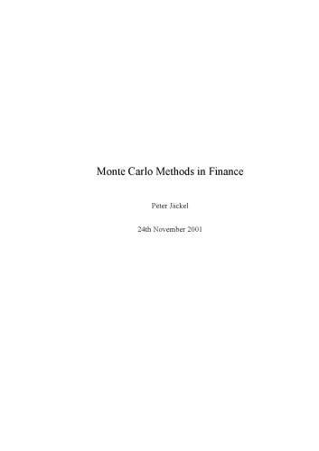 Monte Carlo methods in finance