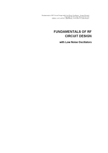 FUNDAMENTALS OF RF CIRCUIT DESIGN with Low Noise Oscillators