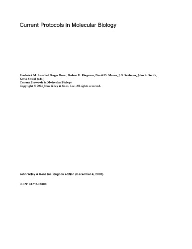 Current Protocols in Molecular Biology (1988 - 2003)