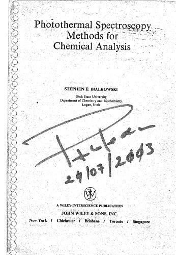 Photothermal Spectroscopy Methods for Chemical Analysis