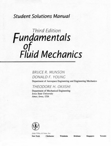 Fundamentals of Fluid Mechanics [SOLUTIONS]