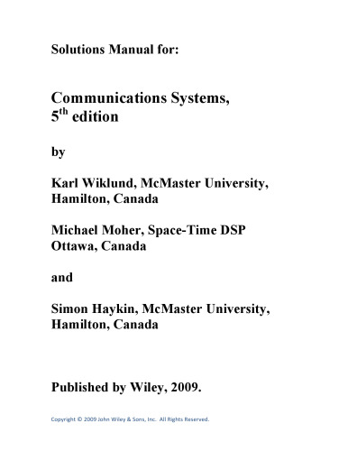 SOLUTIONS - Communication Systems