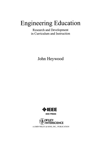 Engineering Education : Research and Development in Curriculum and Instruction