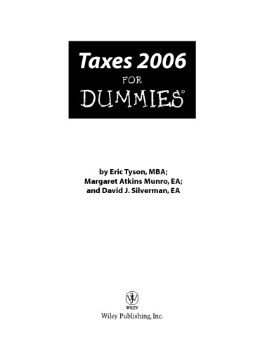 Taxes 2006 For Dummies (Taxes for Dummies)