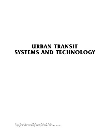 Urban Transit Systems and Technology