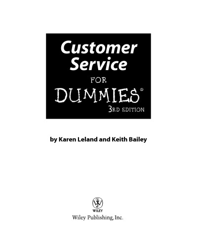 Customer Service For Dummies (For Dummies (Business & Personal Finance))
