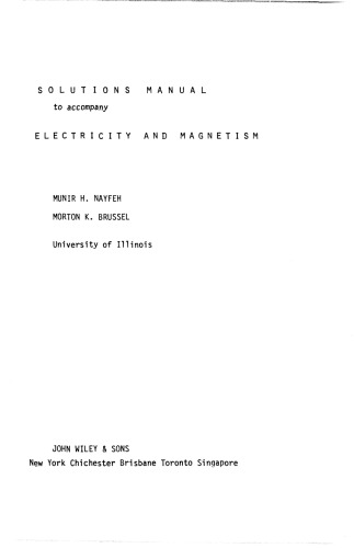 Solutions Manual for Electricity and Magnetism