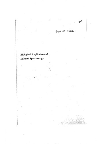 Biological Applications of Infrared Spectroscopy ACOL (Cloth) (Analytical Chemistry By Open Learning (Series).)