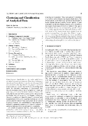Clustering and classification of analytical data