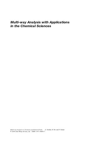 Multi-way analysis with applications in the chemical sciences