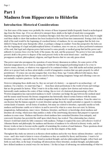Revels in Madness: Insanity in Medicine and Literature