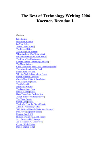 The Best of Technology Writing 2006 Writing & Journalism