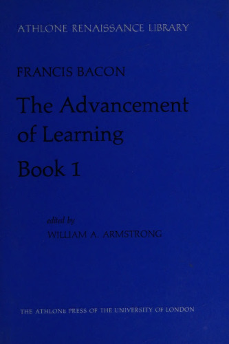 The Advancement of Learning, Book 1
