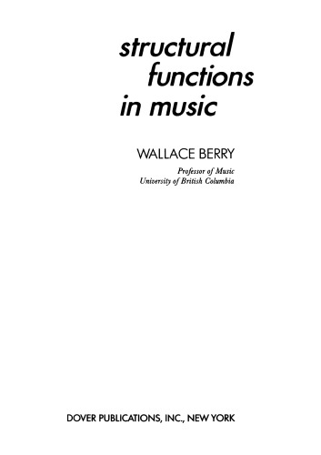 Structural Functions in Music (Dover Books on Music, Music History)
