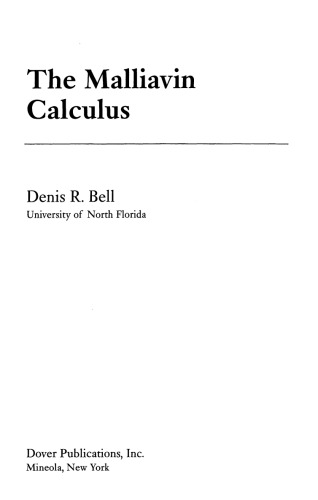 The Malliavin Calculus
