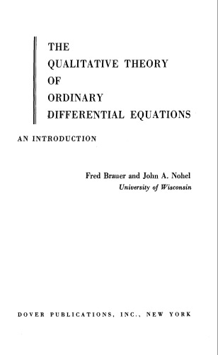 The Qualitative Theory of Ordinary Differential Equations: An Introduction