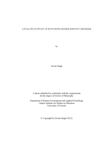 A Follow-up Study of Boys with Gender Identity Disorder