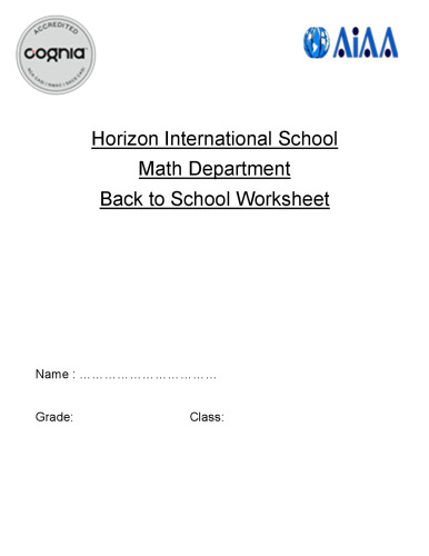 Back to School Worksheet