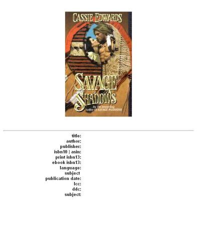 Savage Shadows (Savage (Leisure Paperback))