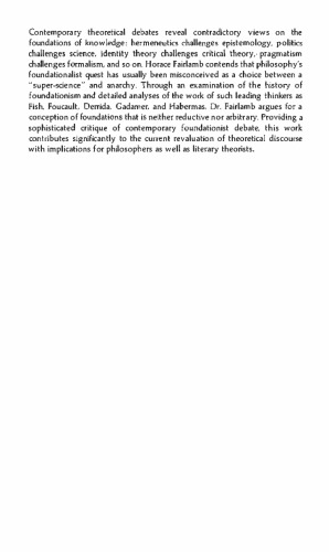 Critical Conditions: Postmodernity and the Question of Foundations