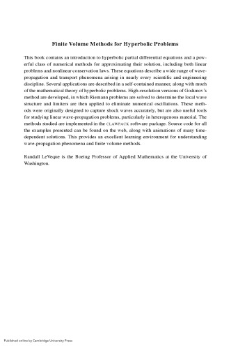 Finite Volume Methods for Hyperbolic Problems (Cambridge Texts in Applied Mathematics)