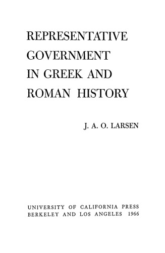 Representative Government in Greek and Roman History