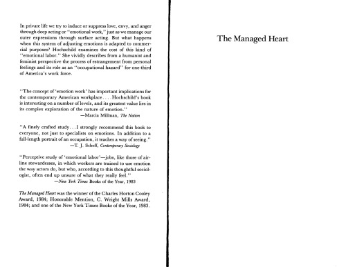 The Managed Heart: Commercialization of Human Feeling