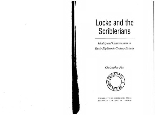 Locke and the Scriblerians: Identity and Consciousness in Early Eighteenth-Century Britain