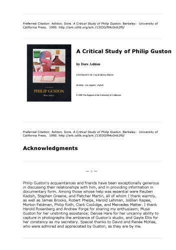 A Critical Study of Philip Guston