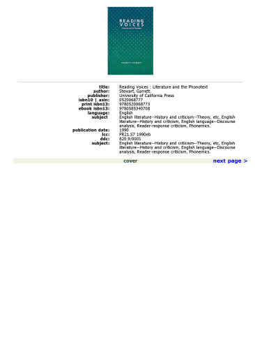 Reading Voices: Literature and the Phonotext