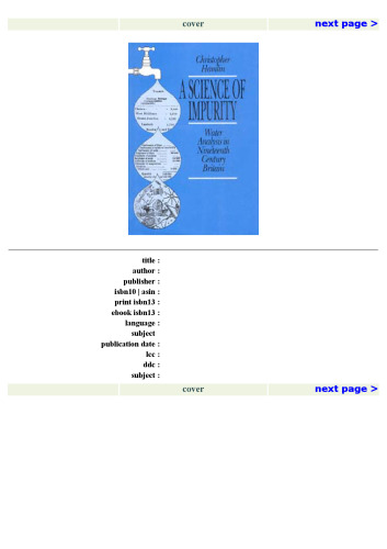 A Science of Impurity: Water Analysis in Nineteenth Century Britain