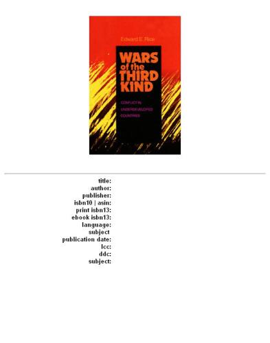 Wars of the Third Kind: Conflict in Underdeveloped Countries