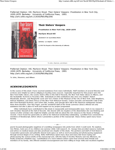 Their Sisters' Keepers: Prostitution in New York City, 1830-1870
