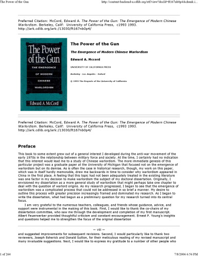 The Power of the Gun: The Emergence of Modern Chinese Warlordism