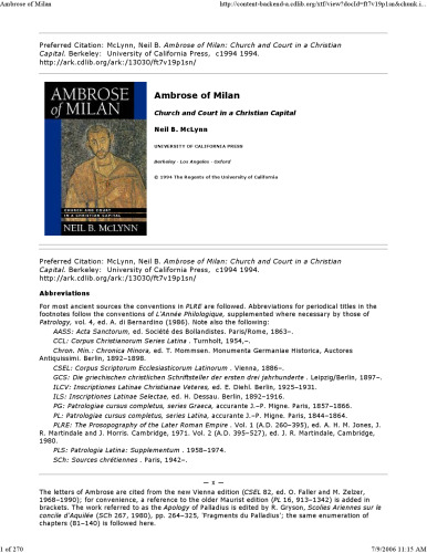 Ambrose of Milan: Church and Court in a Christian Capital