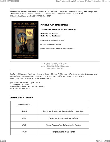 Masks of the Spirit: Image and Metaphor in Mesoamerica