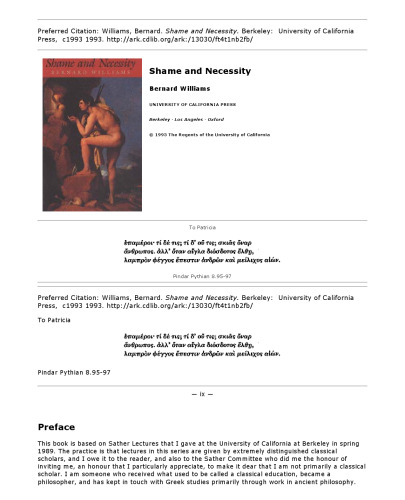 Shame and Necessity