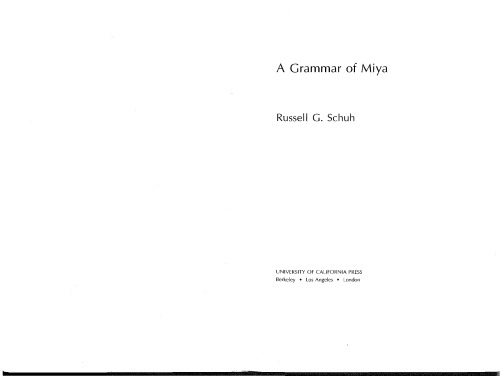 A Grammar of Miya