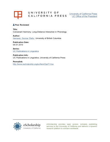 Consonant Harmony: Long-Distance Interactions in Phonology