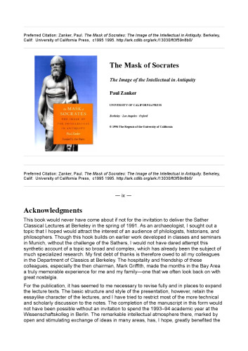 The Mask of Socrates: The Image of the Intellectual in Antiquity