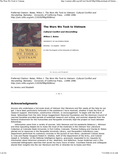 The Wars We Took to Vietnam: Cultural Conflict and Storytelling