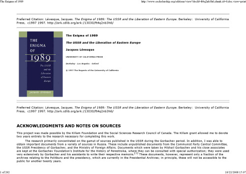 The Enigma of 1989: The USSR and the Liberation of Eastern Europe