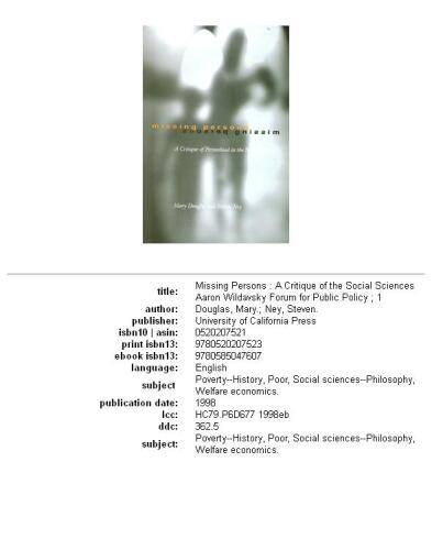 Missing Persons: A Critique of Personhood in the Social Sciences