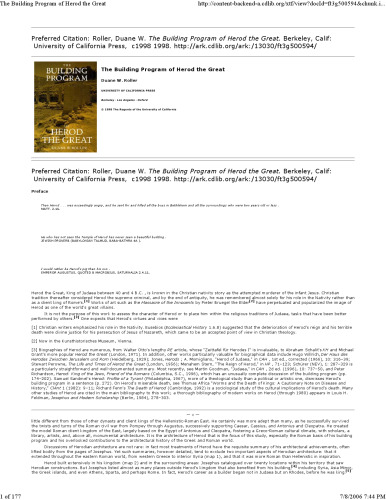 The Building Program of Herod the Great