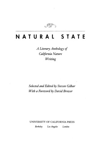 Natural State: A Literary Anthology of California Nature Writing