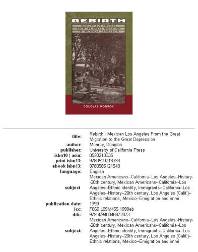 Rebirth: Mexican Los Angeles from the great migration to the Great Depression