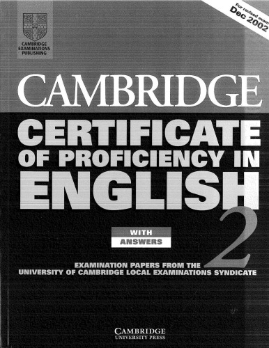 Cambridge Certificate of Proficiency in English 2 Student's Book: Examination Papers from the University of Cambridge Local Examinations Syndicate